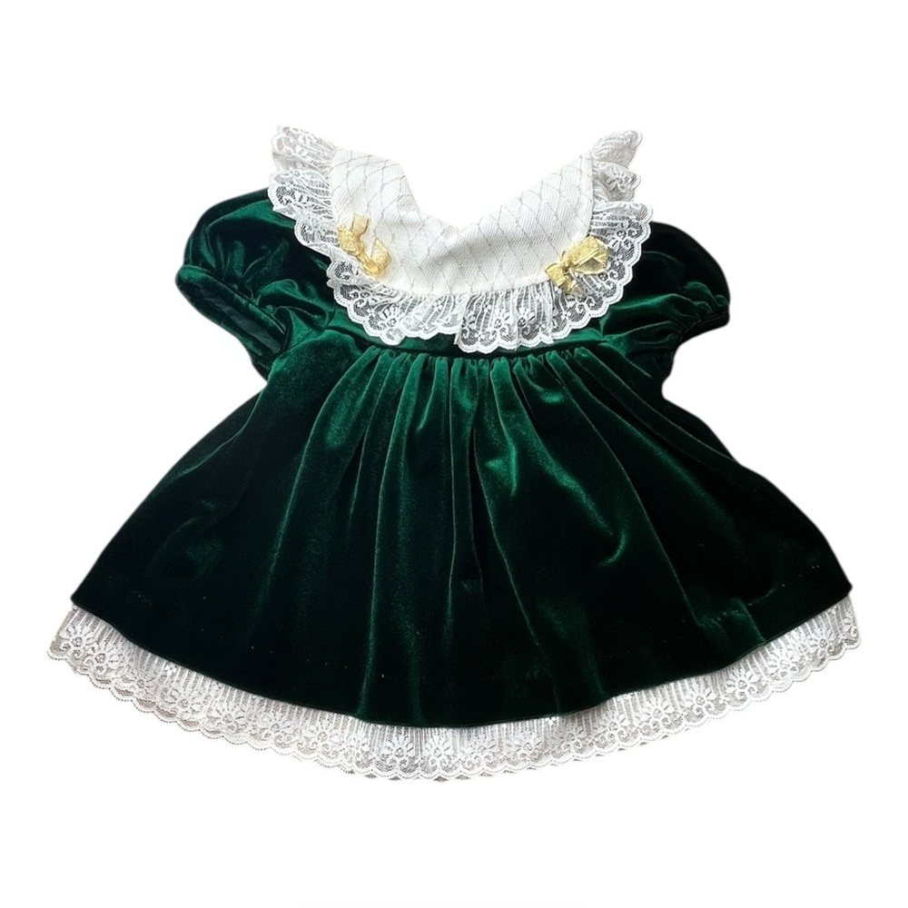 All Dressed Up 90s Vintage Green Velvet Holiday Dress Sz 12 M